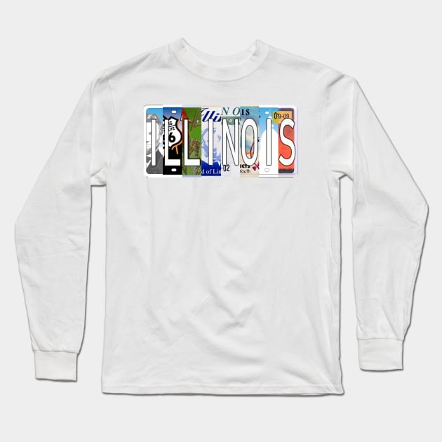 Illinois License Plates Long Sleeve T-Shirt by stermitkermit
